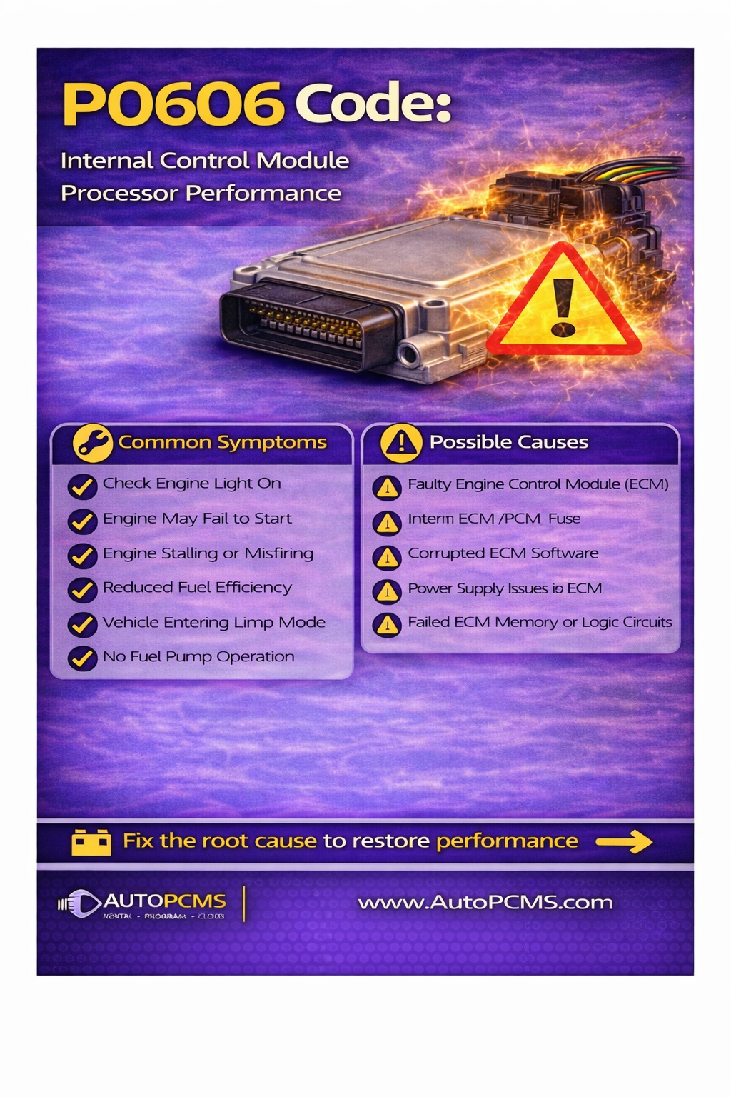P0606 Code: What It Means, Symptoms, Causes, and PCM Repair Options - Auto PCMS