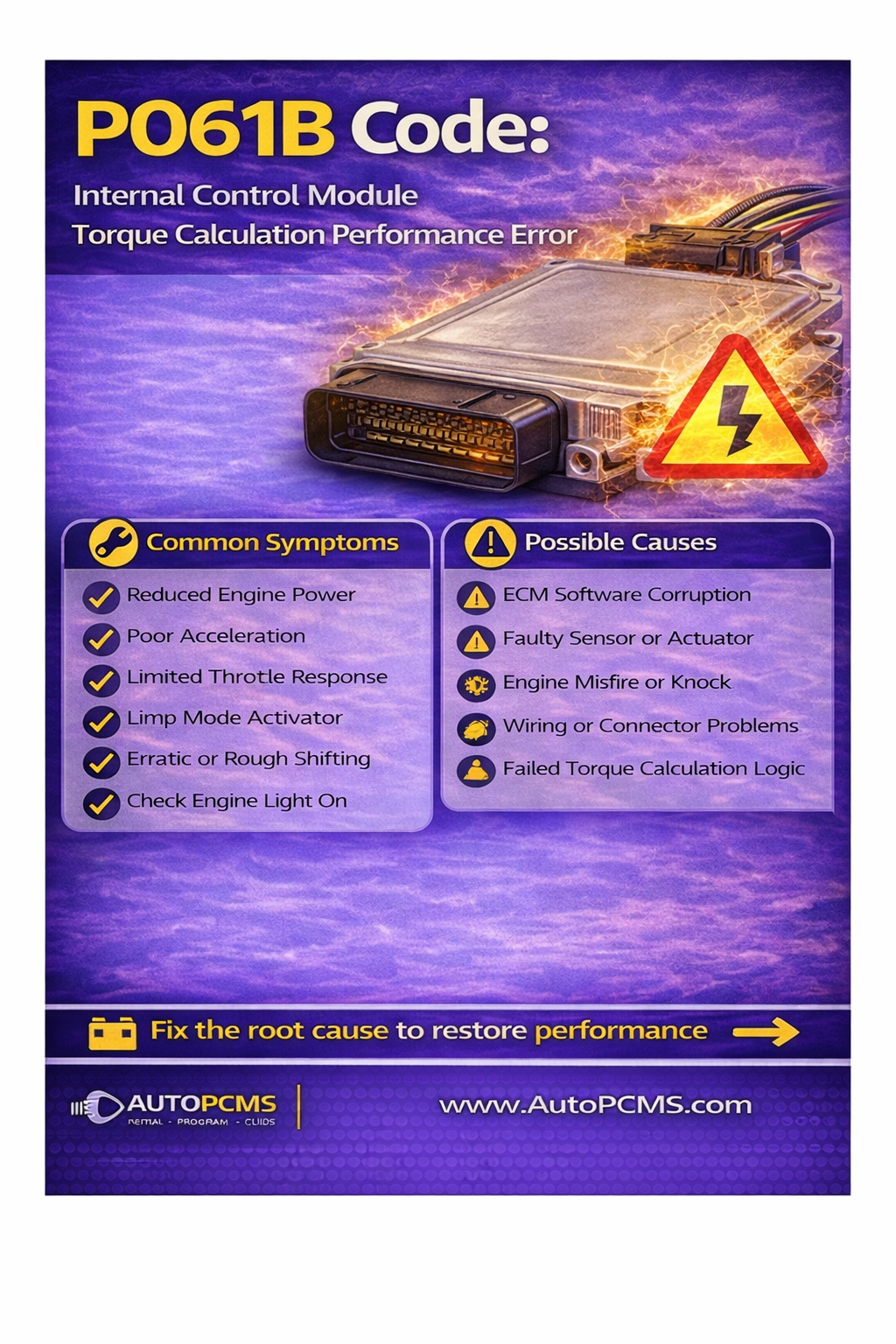 P061B Code: Internal Control Module Torque Calculation Performance – Causes, Symptoms, and PCM Repair Options - Auto PCMS