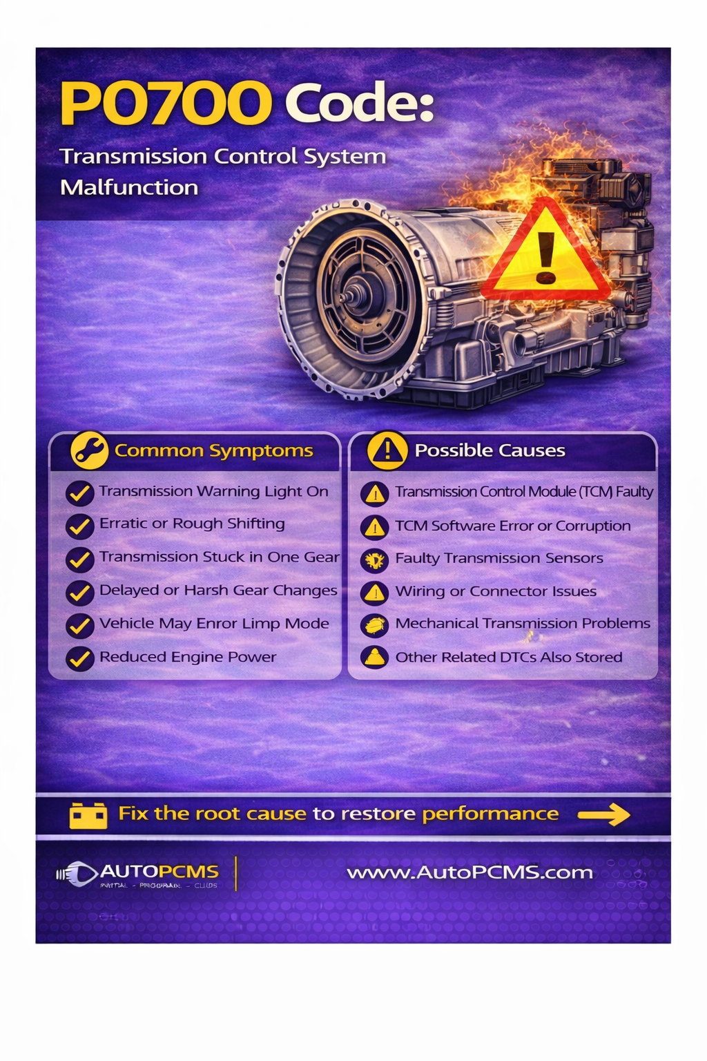 P0700 Code: Transmission Control System Malfunction Explained - Auto PCMS