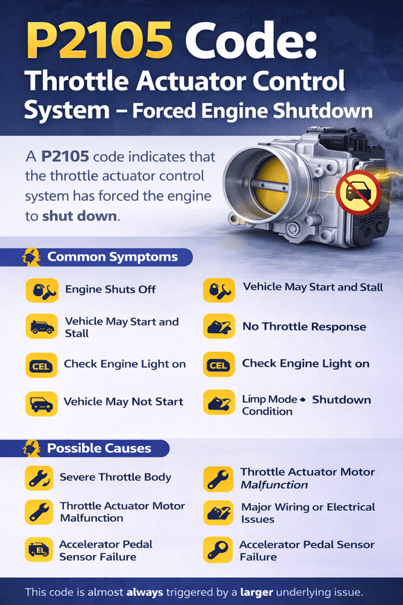 P2105 Code: Throttle Actuator Control System – Forced Engine Shutdown