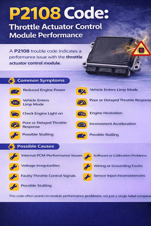 P2108 Code: Throttle Actuator Control Module Performance