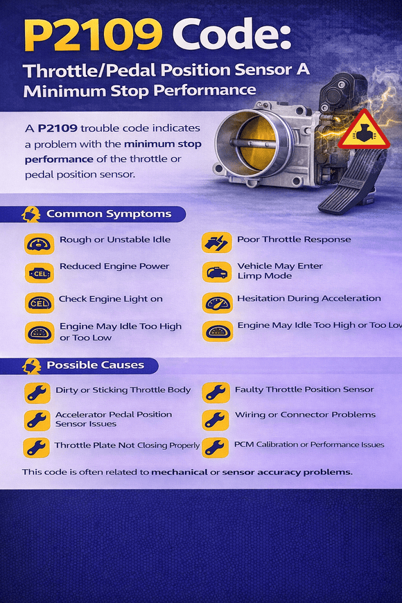 P2109 Code: Throttle/Pedal Position Sensor A Minimum Stop Performance