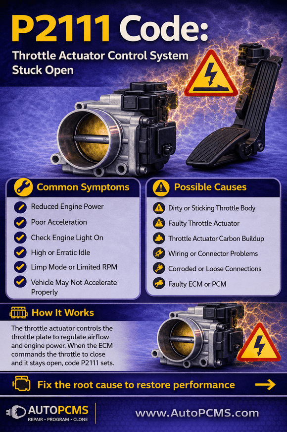 P2111 Code: Throttle Actuator Control System – Stuck Open